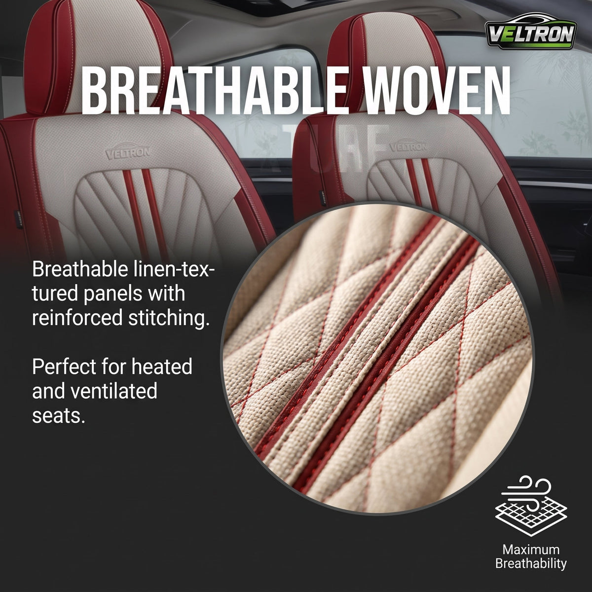 Beige & Red Car Seat Covers