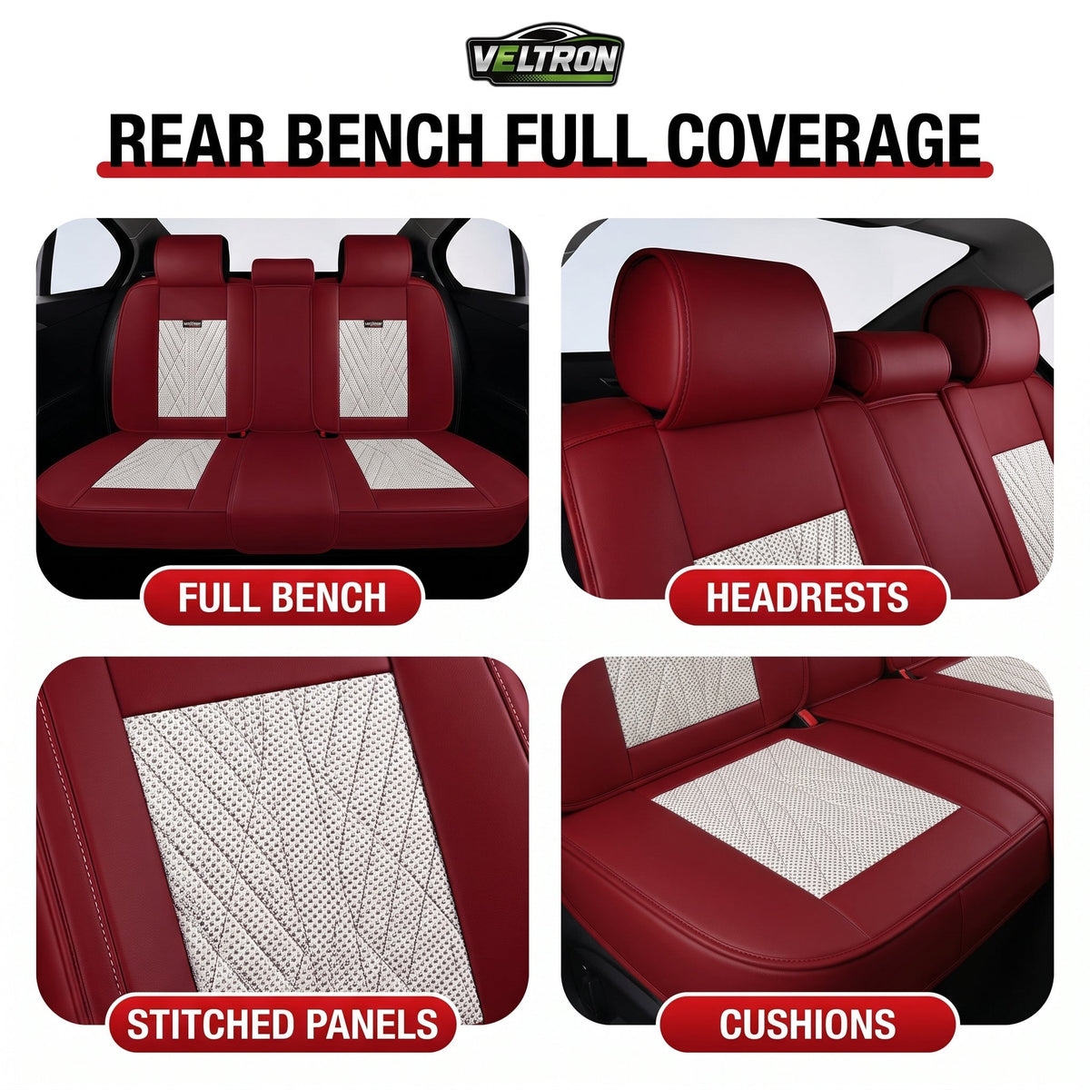 Beige & Red Car Seat Covers
