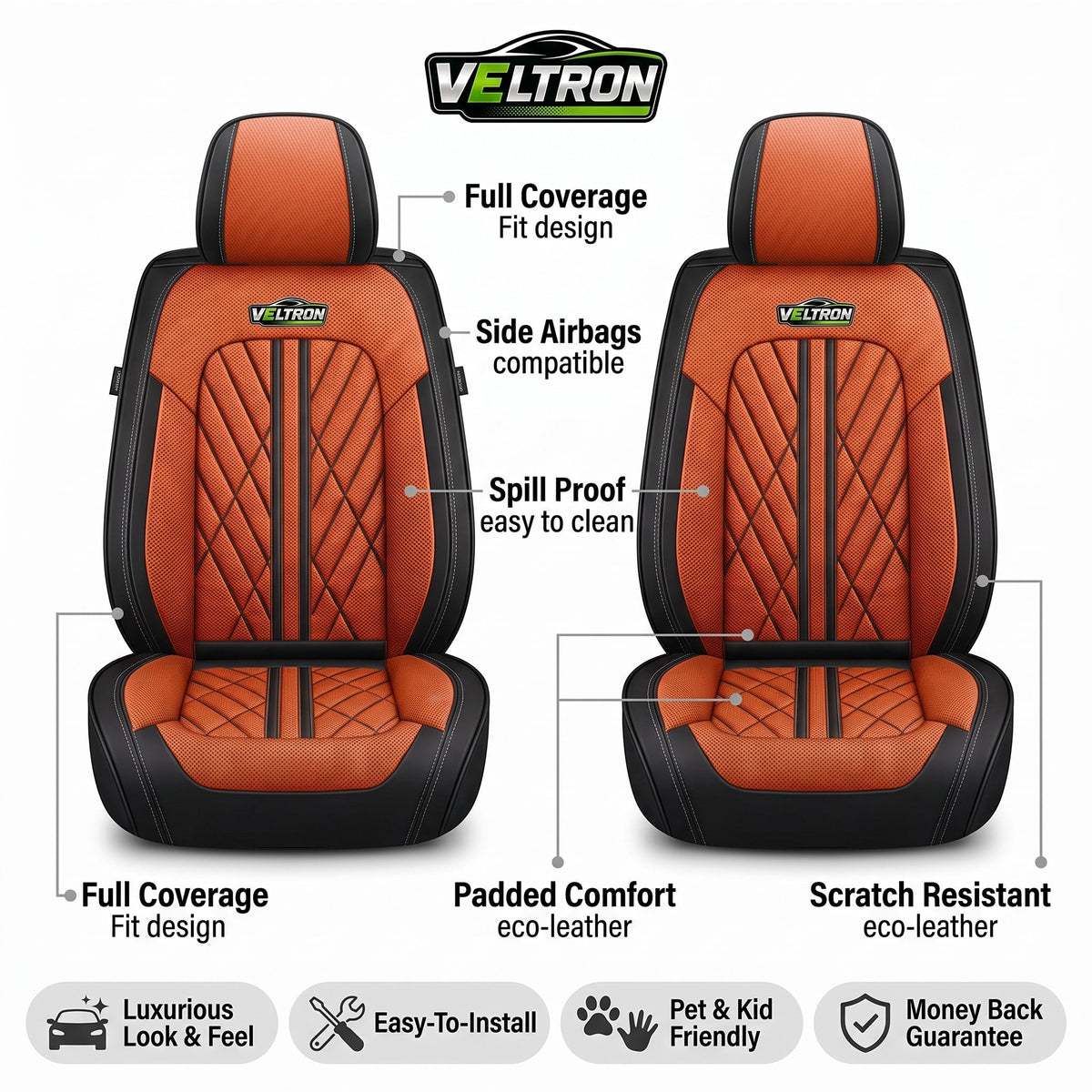 Orange & Black Car Seat Covers